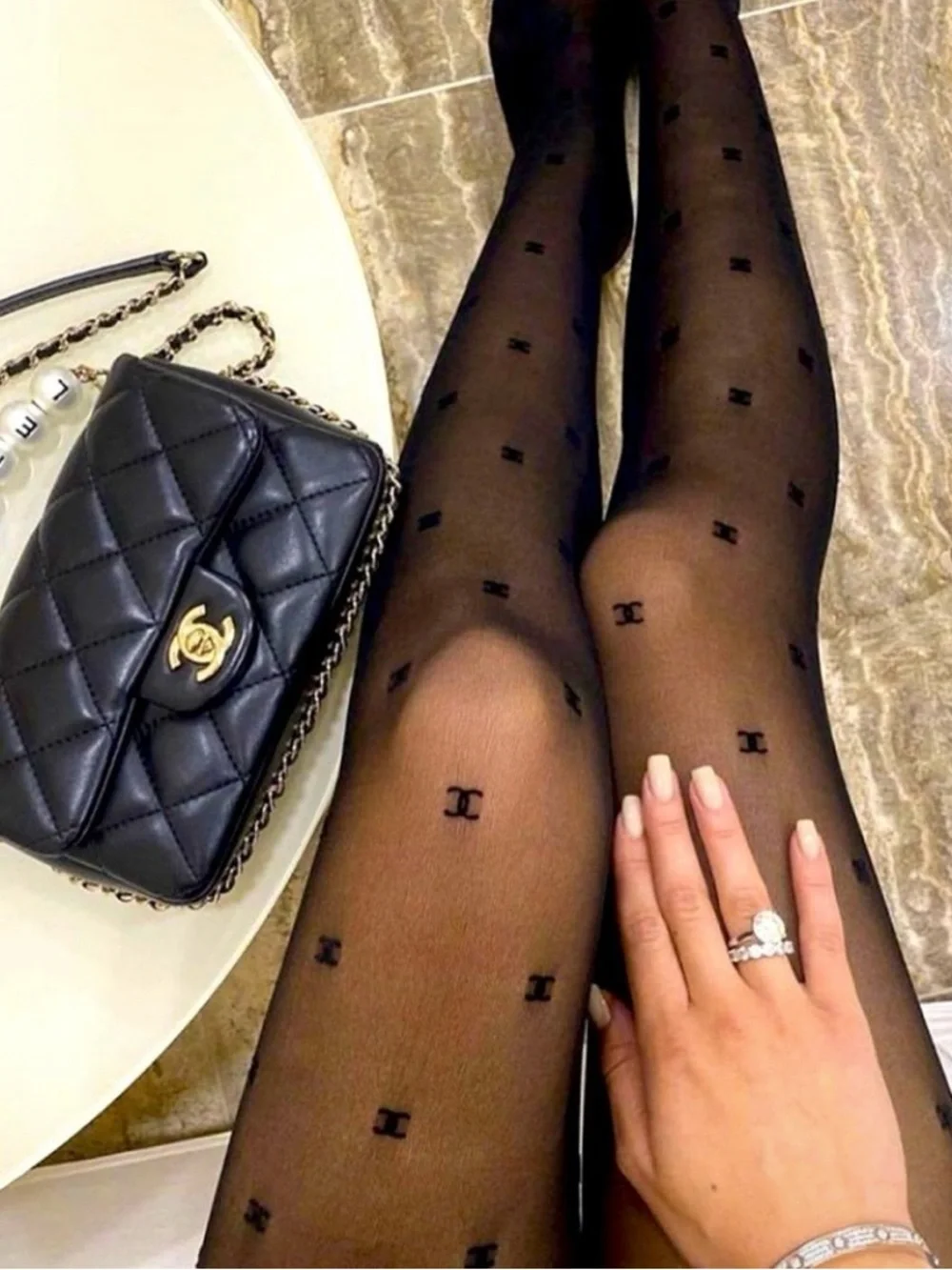 CC Black Logo Sheer Tights New